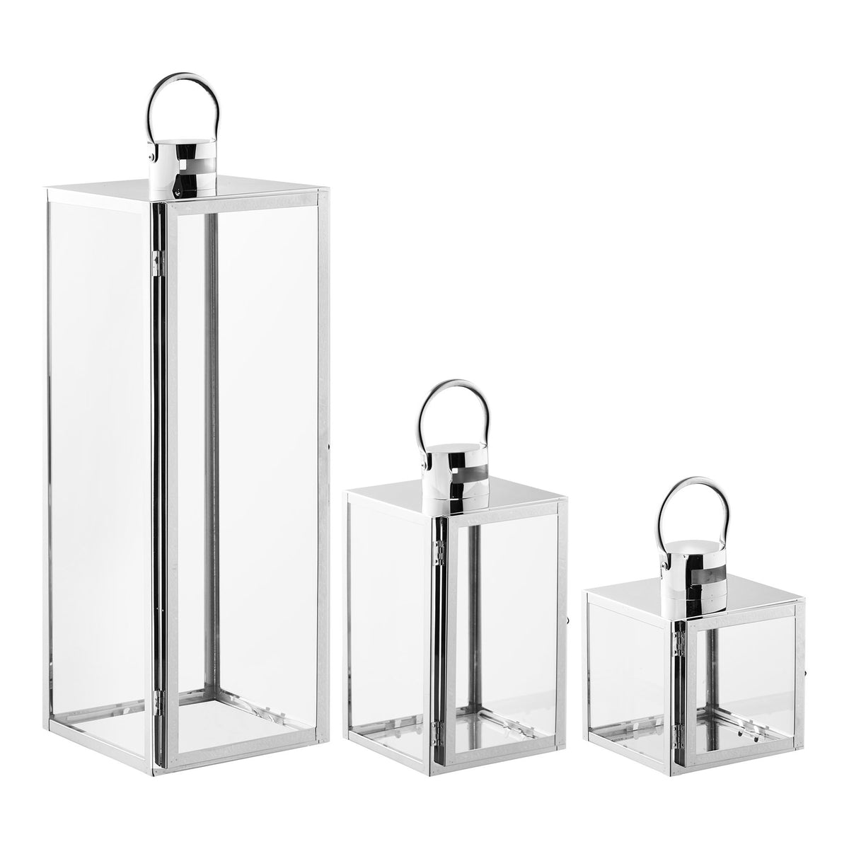 Pota Lanterner - Lanterner, Glas/Metal, Sølv-Look Sæt Af 3 ⎮ 5713917046782 ⎮ 6409126 