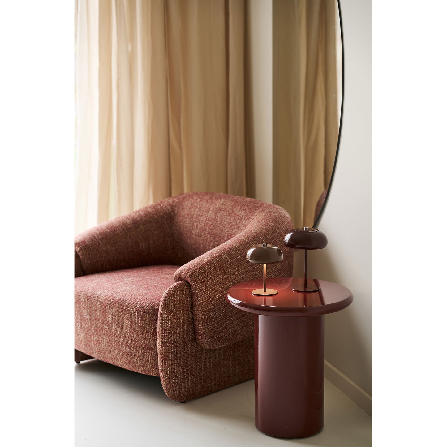Margate Bordlampe - Bordlampe, Genopladelig, Metal, Bordeaux  Ø16 Cm ⎮ 5713917042708 ⎮ 6700004 