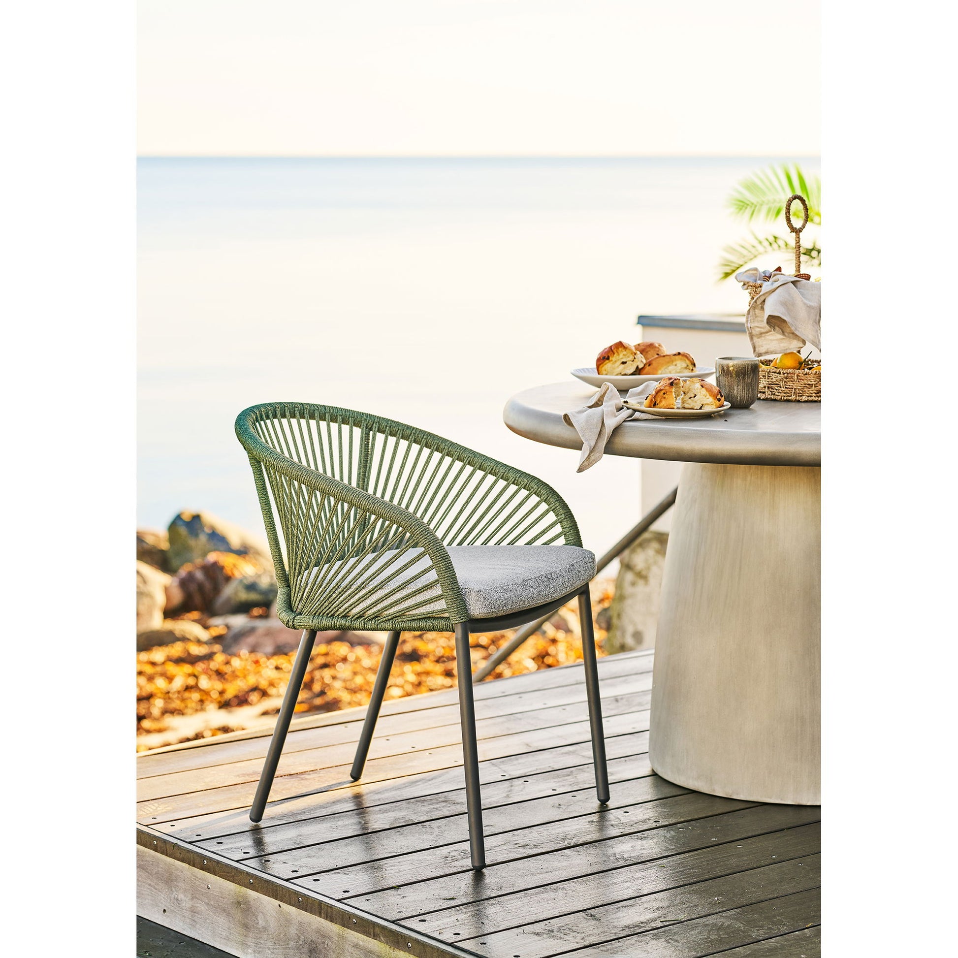 Novella Spisebordsstol - Spisebordsstol, Aluminium, Grøn, Grå, Inkl. Hynde ⎮ Sæt af 2 stk. ⎮ 5713917041114 ⎮ 7001015 