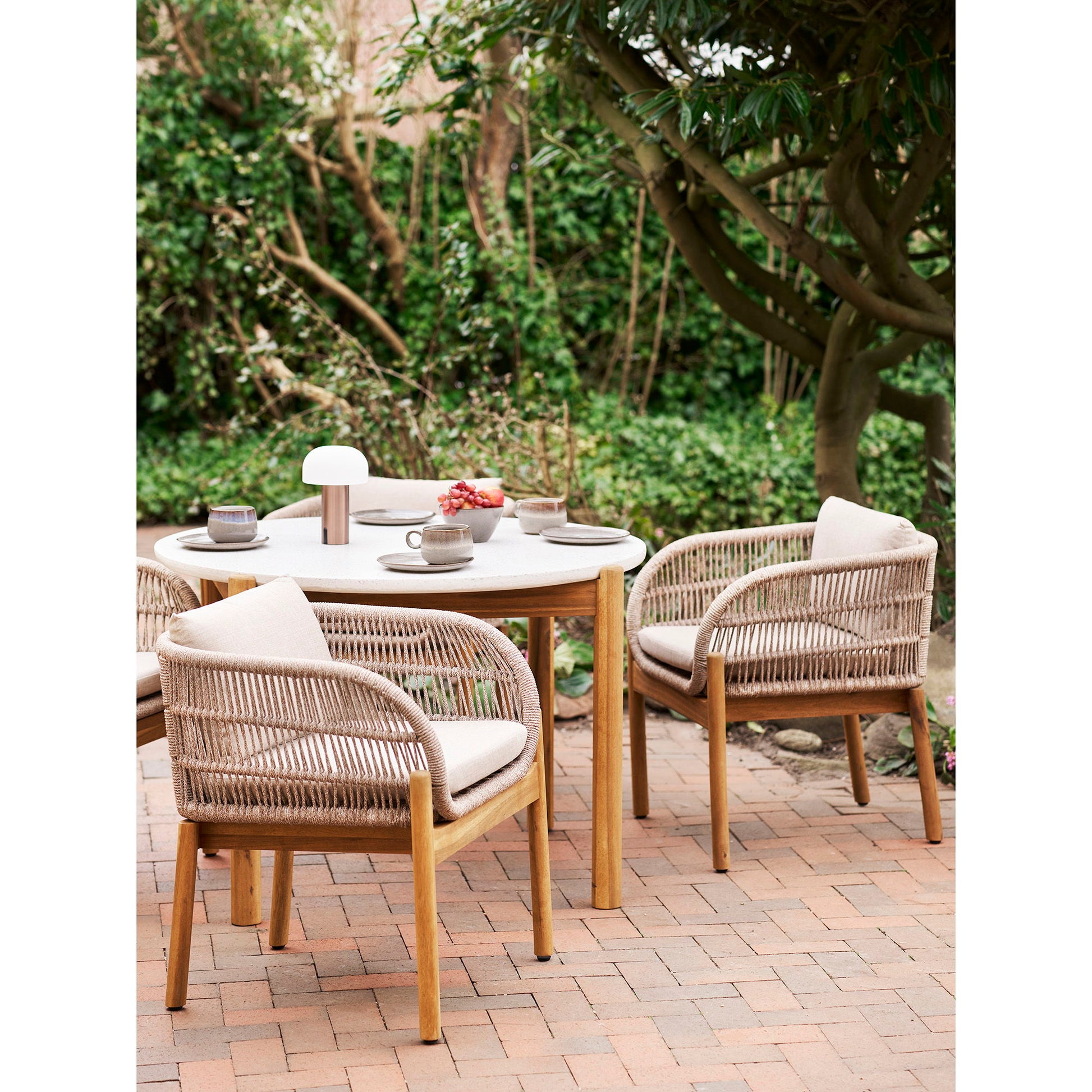 Terracina Spisebordsstol - Spisebordsstol, Akacie, Beige, Inkl. Hynde ⎮ Sæt af 2 stk. ⎮ 5713917035212 ⎮ 7001190 