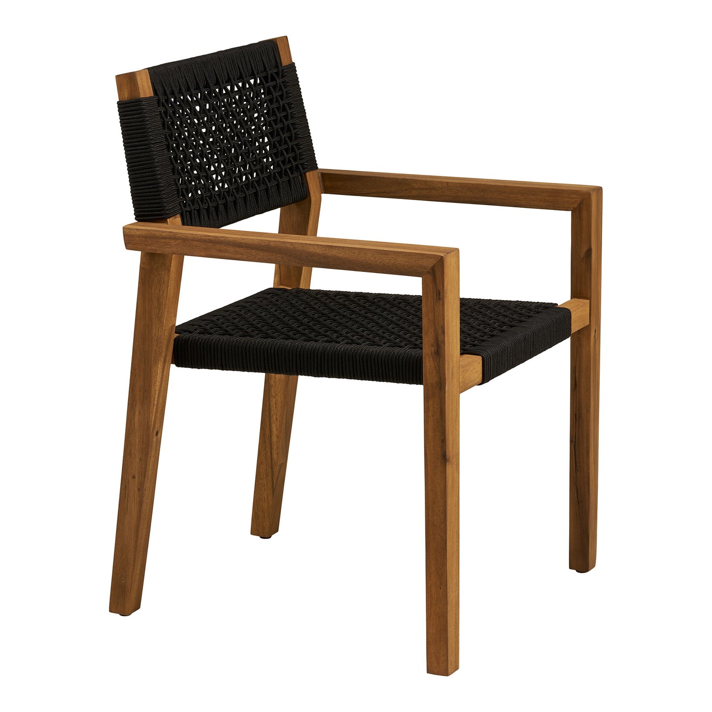 Anzio Spisebordsstol - Spisebordsstol, Akacie/Polyester, Sort/Natur ⎮ Sæt af 2 stk. ⎮ 5713917041381 ⎮ 7001195 