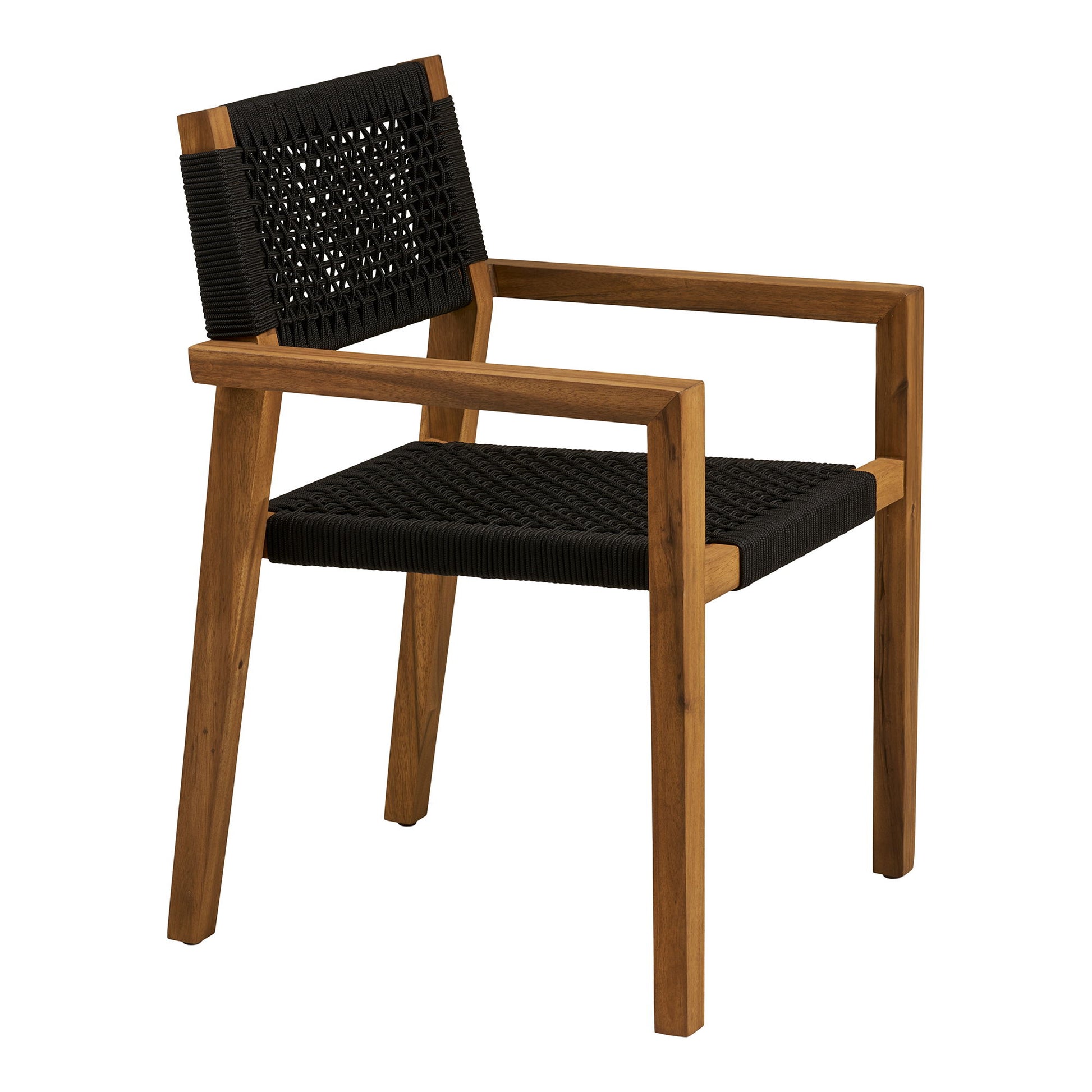 Anzio Spisebordsstol - Spisebordsstol, Akacie/Polyester, Sort/Natur ⎮ Sæt af 2 stk. ⎮ 5713917041381 ⎮ 7001195 
