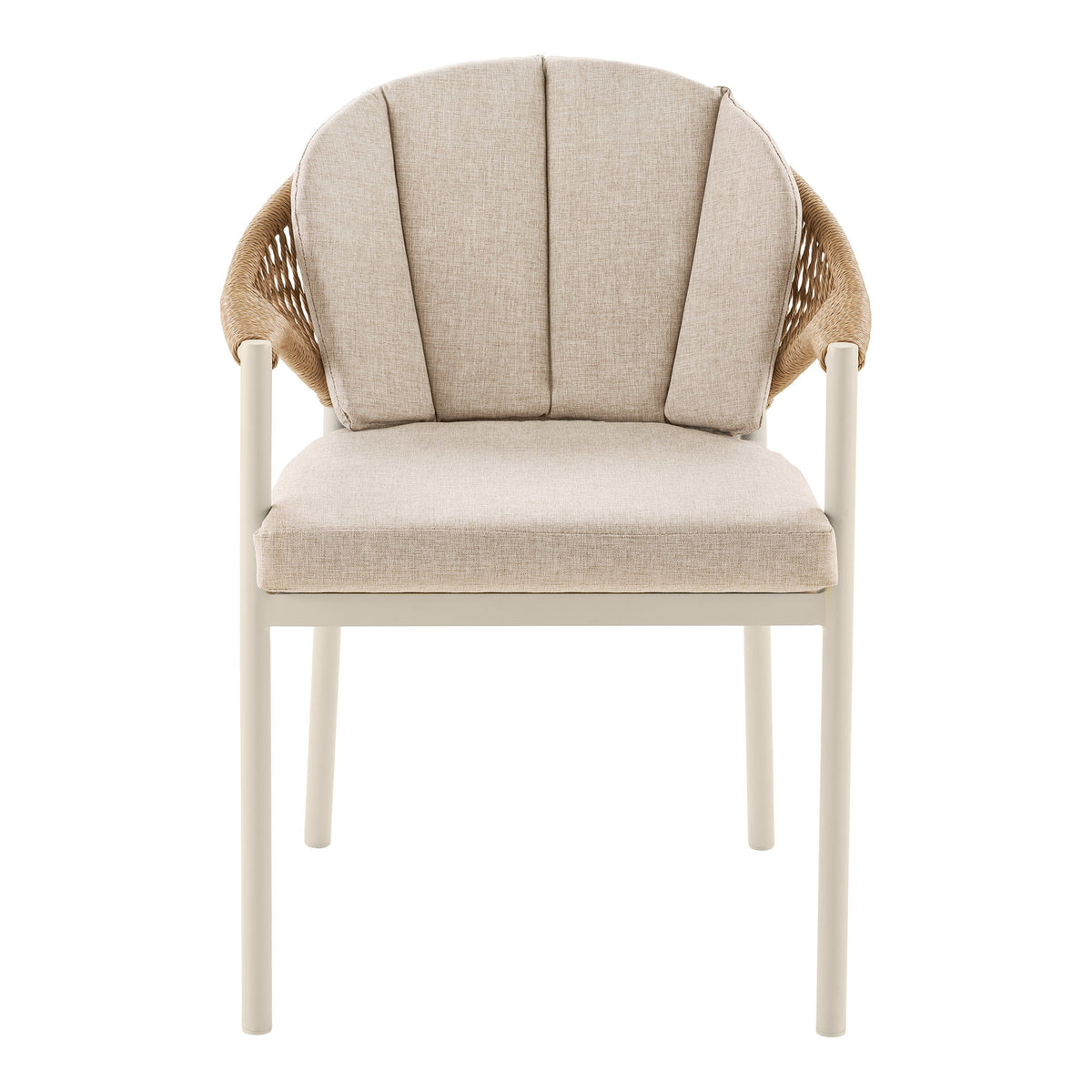 Abela Spisebordsstol - Spisebordsstol, Aluminium/Polyester/Pe Rattan, Sand/Natur, Inkl. Hynde ⎮ Sæt af 2 stk. ⎮ 5713917049844 ⎮ 7001221