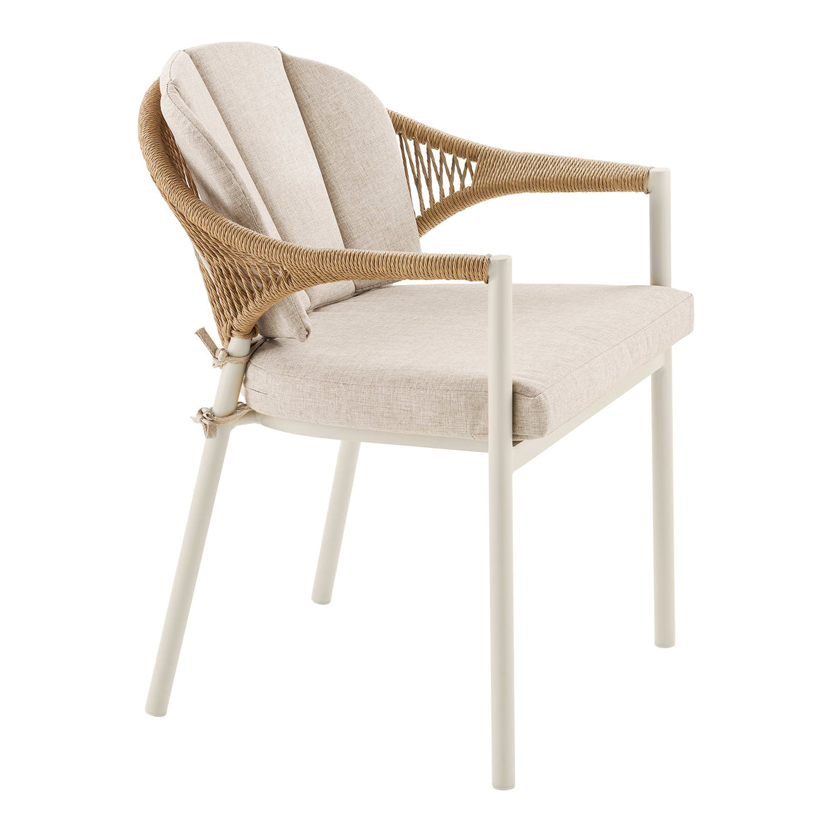Abela Spisebordsstol - Spisebordsstol, Aluminium/Polyester/Pe Rattan, Sand/Natur, Inkl. Hynde ⎮ Sæt af 2 stk. ⎮ 5713917049844 ⎮ 7001221