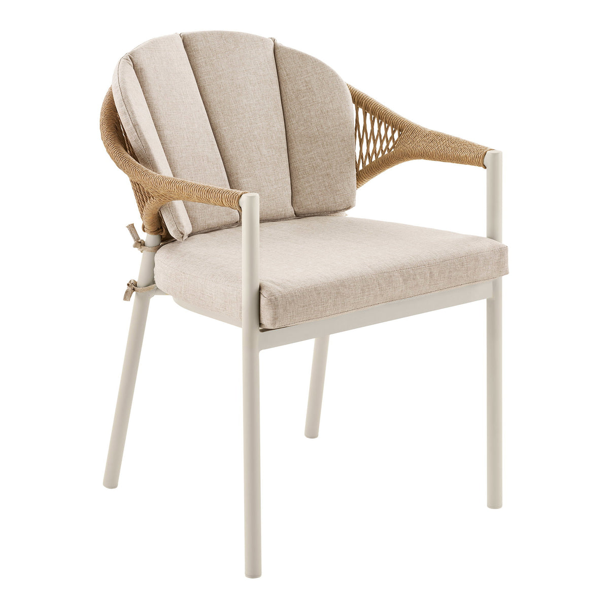 Abela Spisebordsstol - Spisebordsstol, Aluminium/Polyester/Pe Rattan, Sand/Natur, Inkl. Hynde ⎮ Sæt af 2 stk. ⎮ 5713917049844 ⎮ 7001221