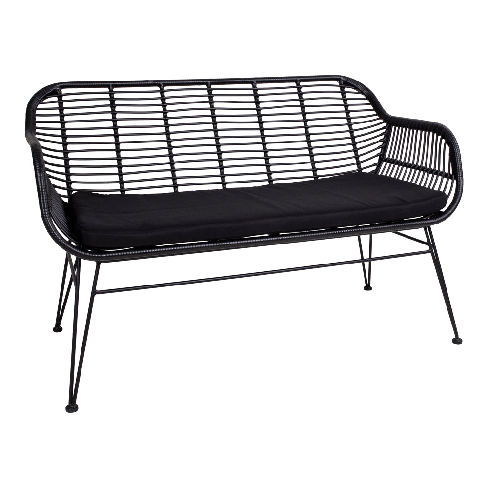 Trieste Sofa - Sofa I Polyrattan Med Hynde, Sort Med Sorte Ben ⎮ 5713917006793 ⎮ 7051011 