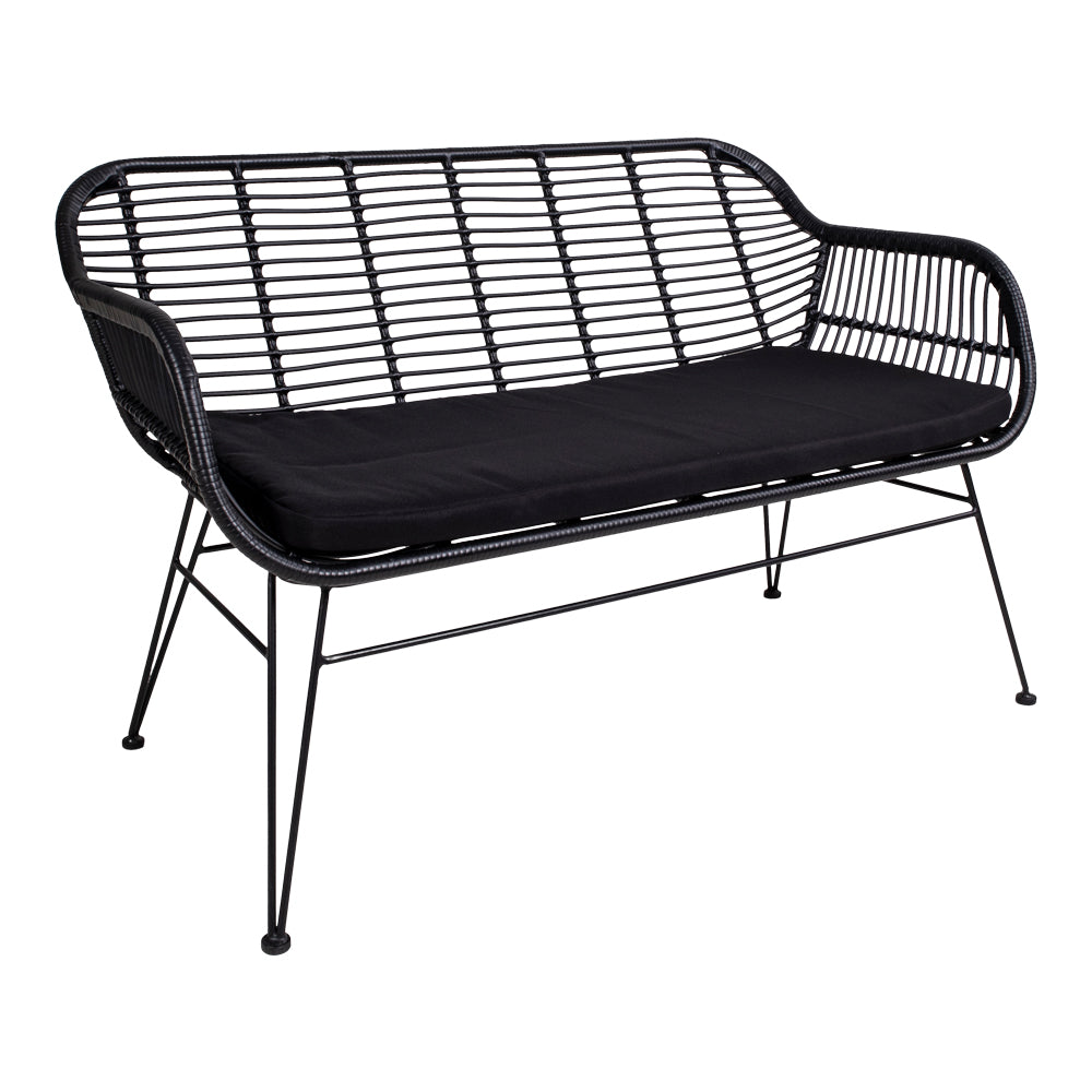 Trieste Sofa - Sofa I Polyrattan Med Hynde, Sort Med Sorte Ben ⎮ 5713917006793 ⎮ 7051011 