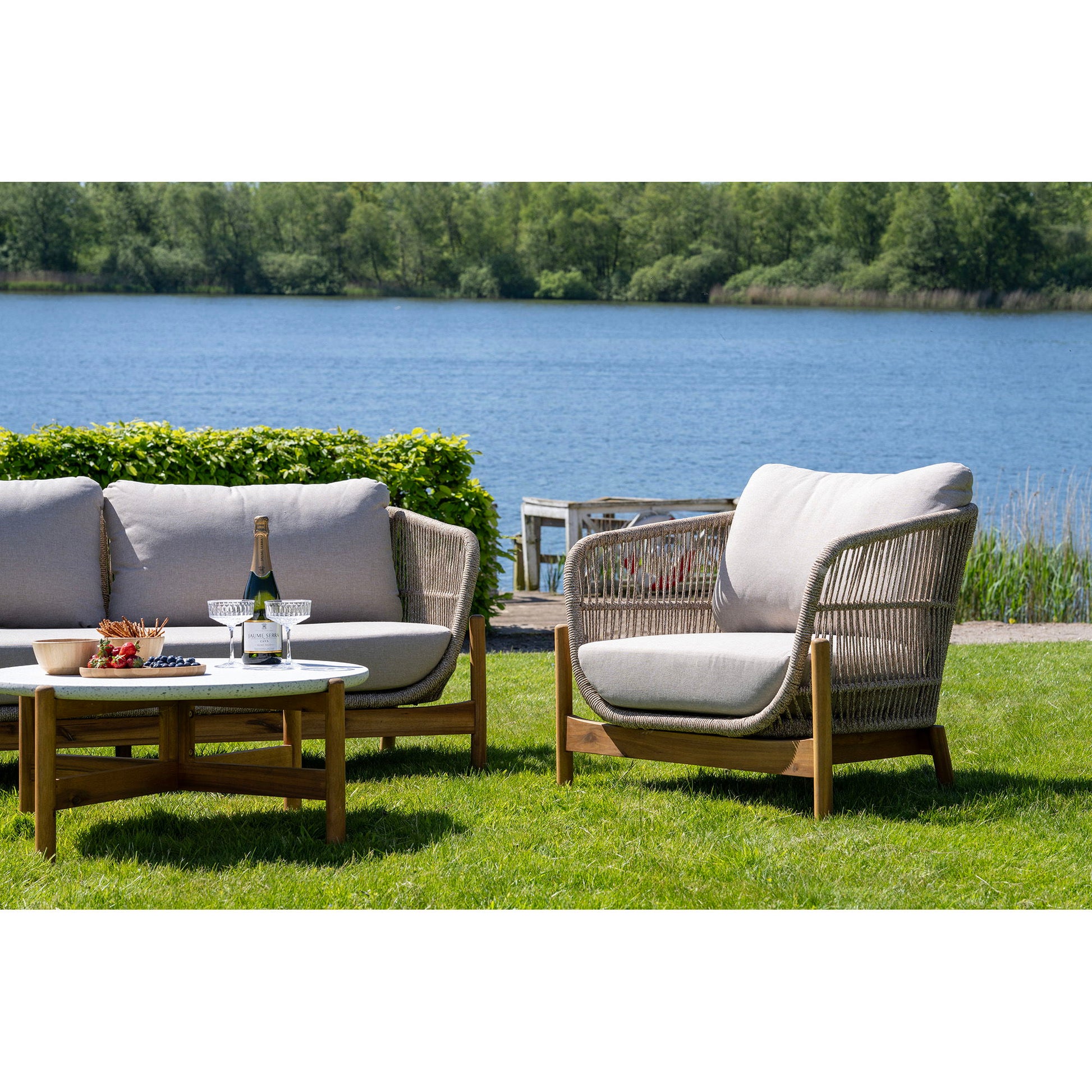 Terracina Loungestol - Loungestol, Akacie, Beige, Inkl. Hynde ⎮ 5713917030125 ⎮ 7101020 