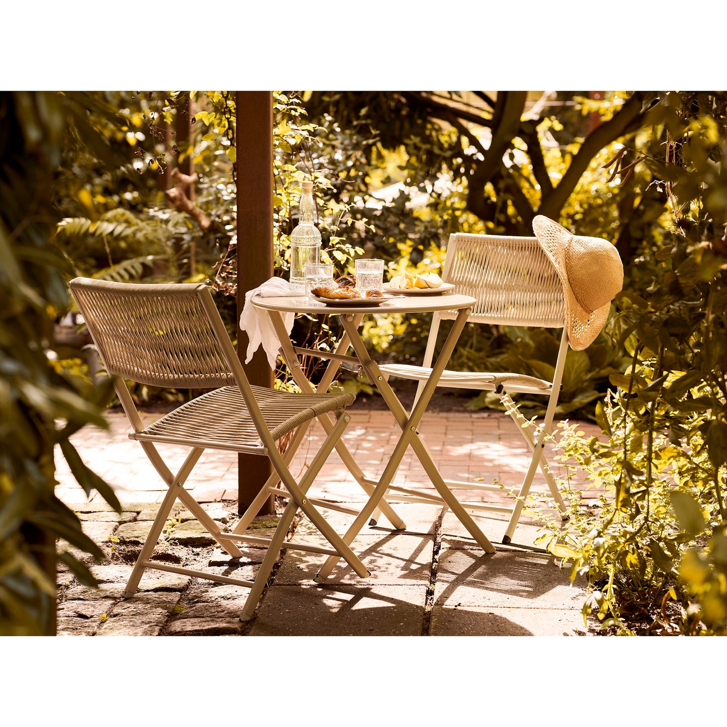 Arcas Cafésæt - Cafésæt, 2 Stole Og 1 Bord, Polyester/Stål, Taupe ⎮ 5713917042135 ⎮ 7150001 