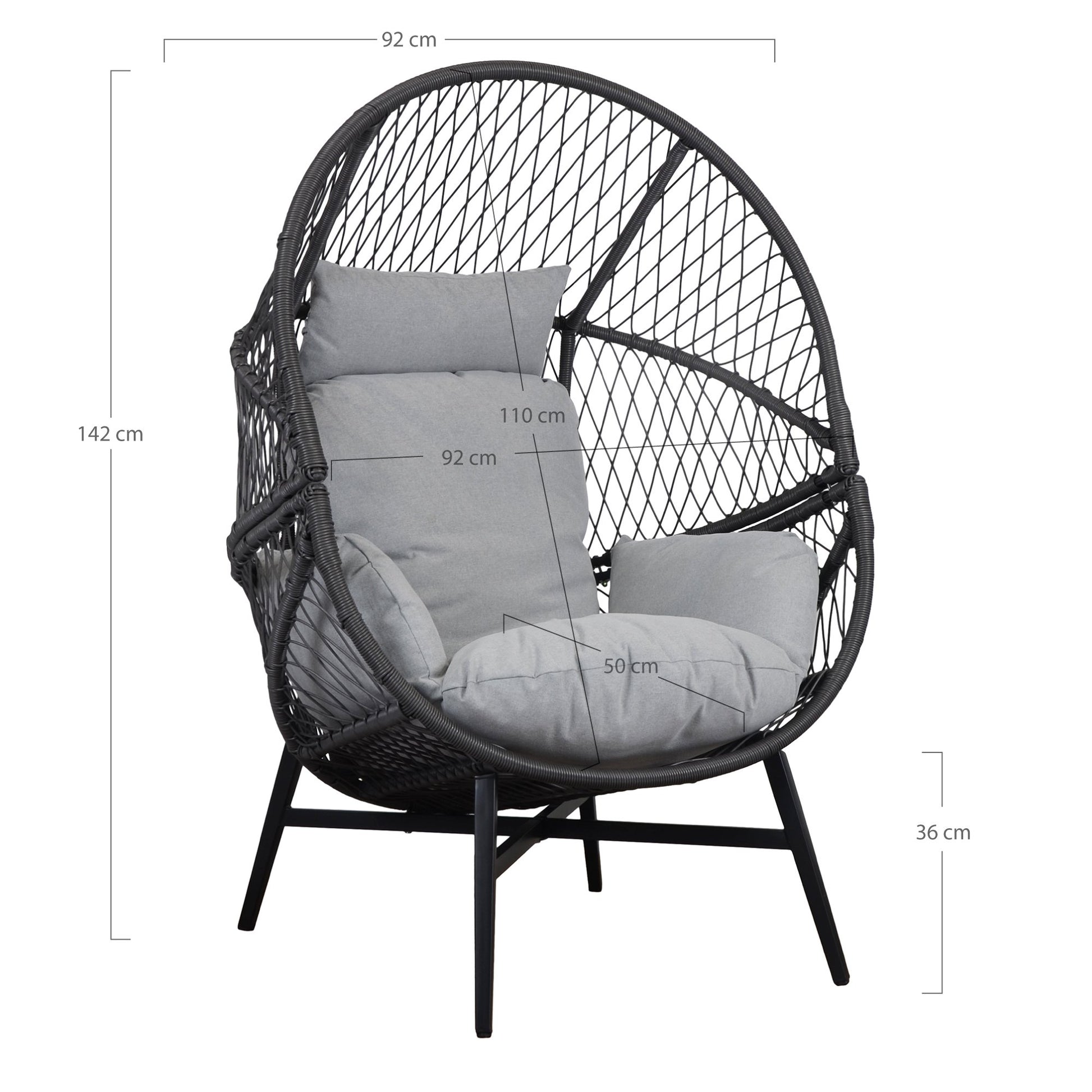 Rosario Loungestol - Loungestol, Polyrattan, Sort, Inkl. Hynder ⎮ 5713917027934 ⎮ 7301031 