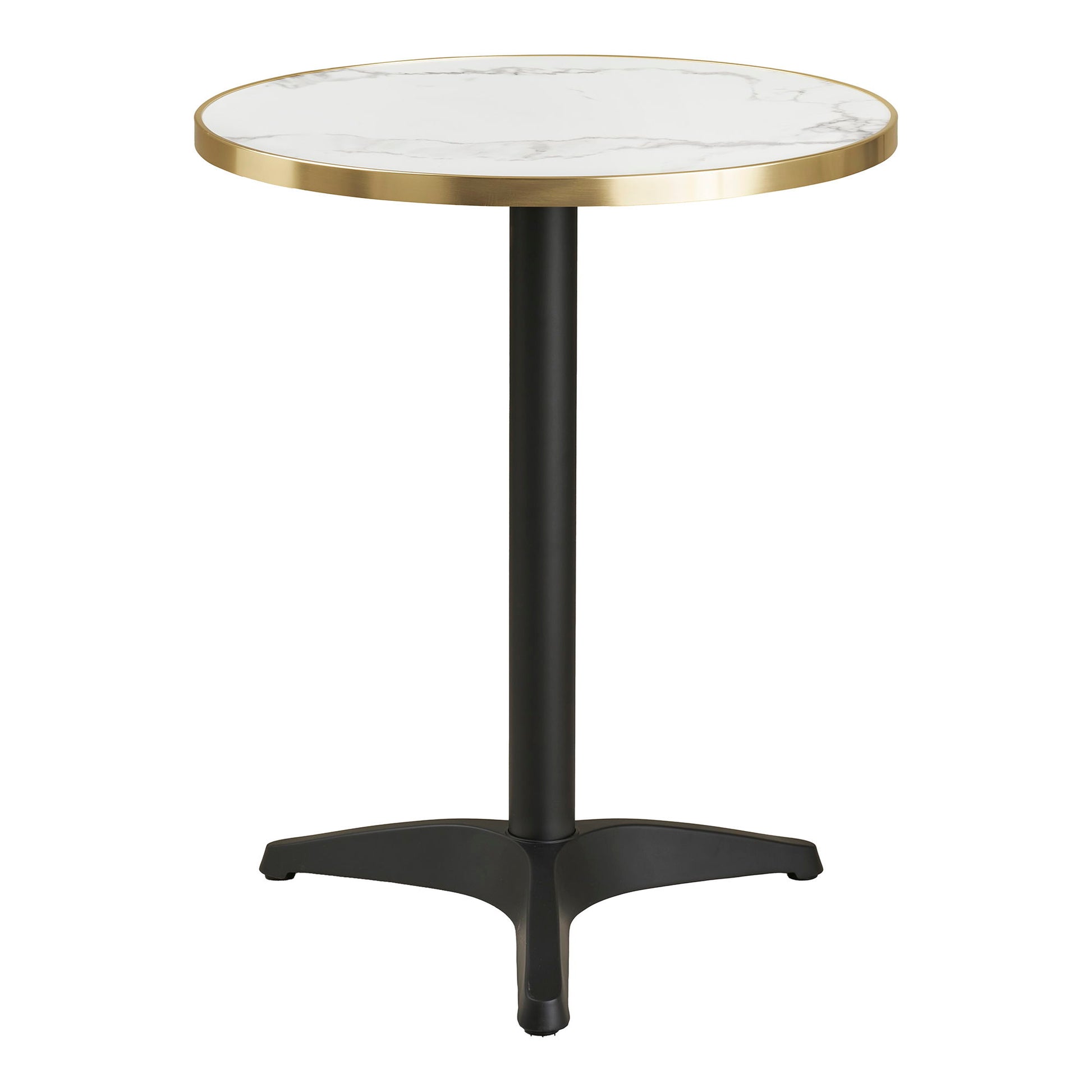 Cafébord - Cafébord, Marmor Look Bordplade, Hvid Med Guldkant, Sorte Ben, Aluminium Ø60X73 Cm ⎮ 5713917038534 ⎮ 7501176 