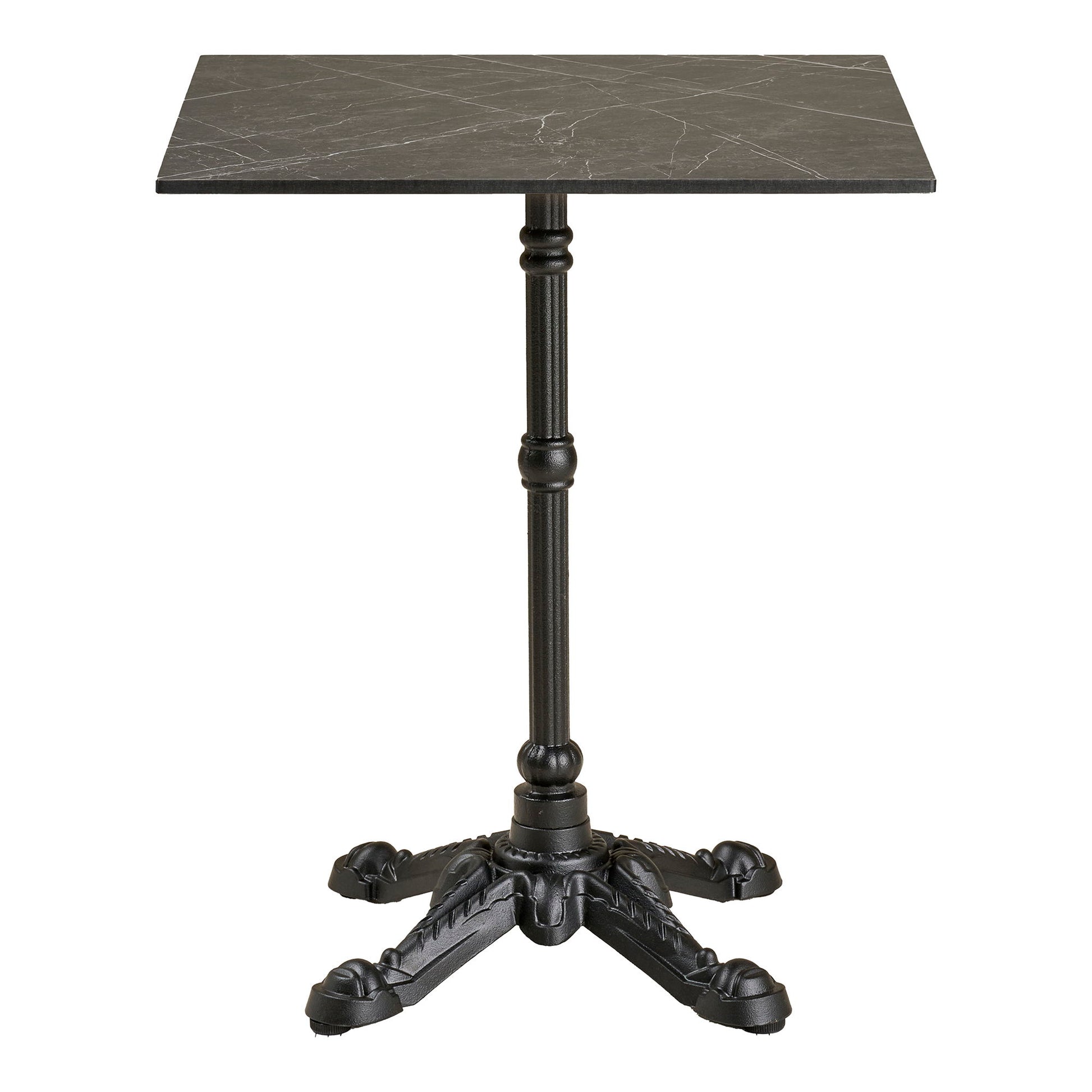 Cafébord - Cafébord, Marmor Look Bordplade, Mørkegrå, Sorte Ben, Aluminium 60X60X73 Cm ⎮ 5713917039036 ⎮ 7501182 
