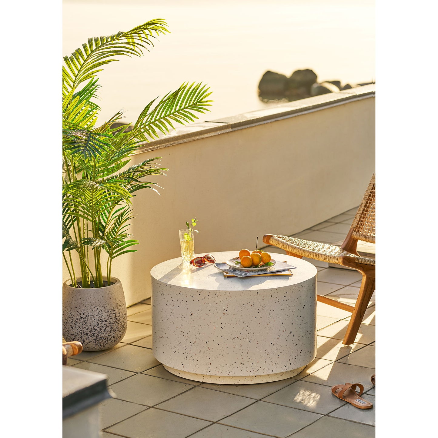Bonn Sofabord - Sofabord, Fiberclay, Terrazzo Look Ø70X40 Cm ⎮ 5713917043729 ⎮ 7511032 
