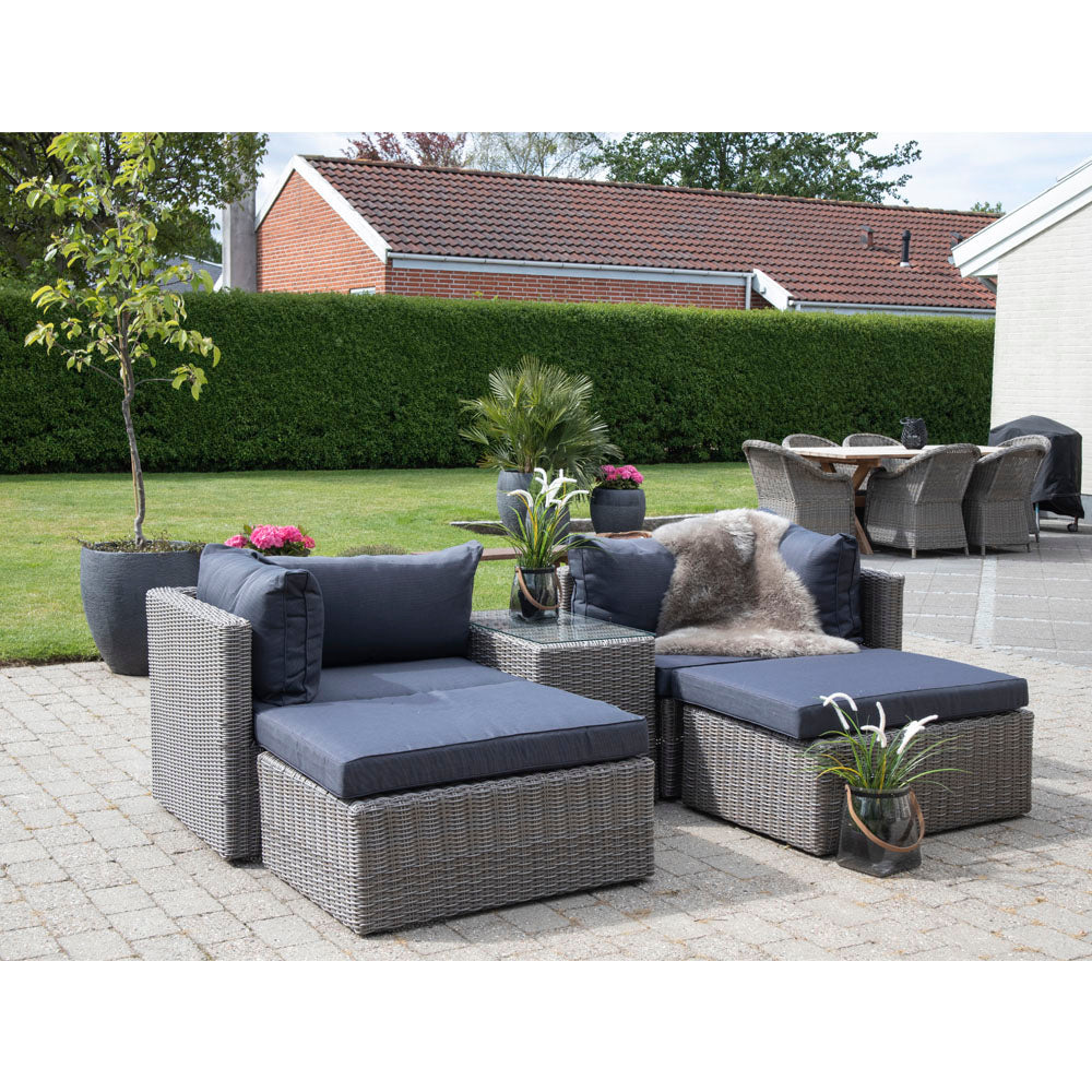 Rossi Loungesæt  - Loungesæt I Polyrattan, Kubu Grå, Inkl. Hynder ⎮ 5713917001149 ⎮ 7701010 