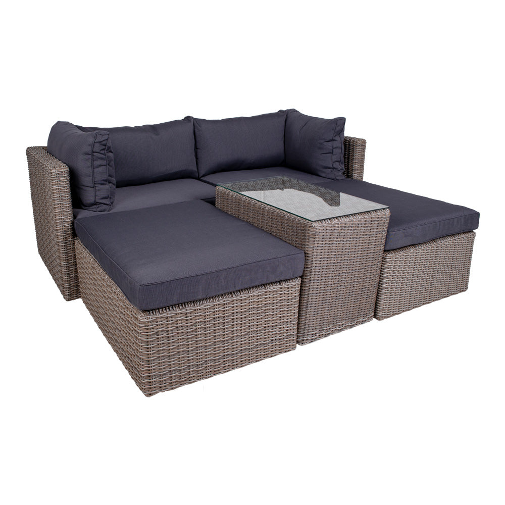 Rossi Loungesæt  - Loungesæt I Polyrattan, Kubu Grå, Inkl. Hynder ⎮ 5713917001149 ⎮ 7701010 