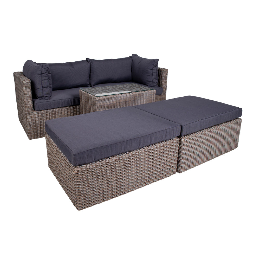 Rossi Loungesæt  - Loungesæt I Polyrattan, Kubu Grå, Inkl. Hynder ⎮ 5713917001149 ⎮ 7701010 