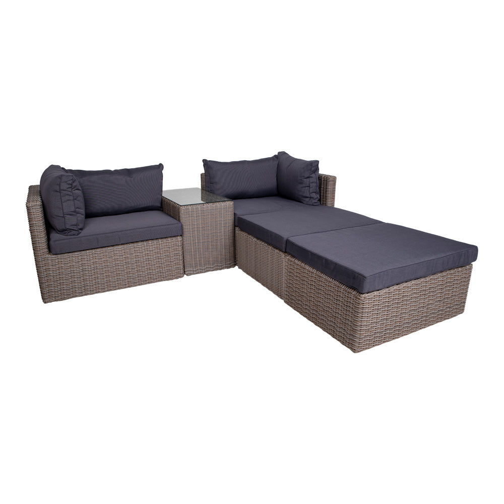 Rossi Loungesæt  - Loungesæt I Polyrattan, Kubu Grå, Inkl. Hynder ⎮ 5713917001149 ⎮ 7701010 