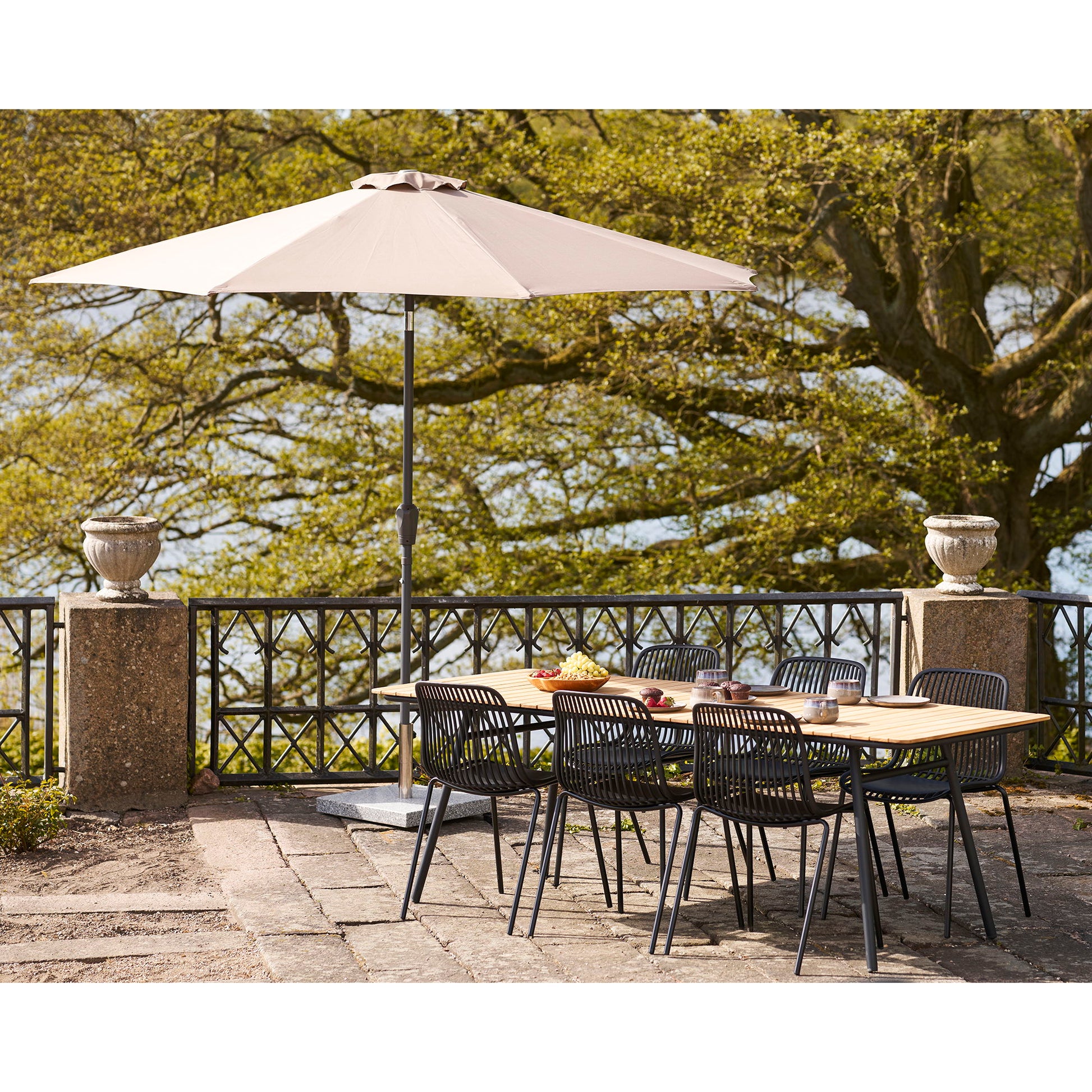 Houston Parasol - Parasol Med Hejs Og Tilt, Metalstok, Sand, Ø300 Cm ⎮ 5713917029402 ⎮ 7701155 